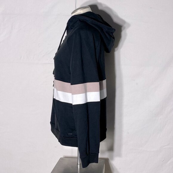 5/$25 Marc New York Performance Black Pink White Stripe 1/4 Zip Hoodie M - Picture 3 of 14